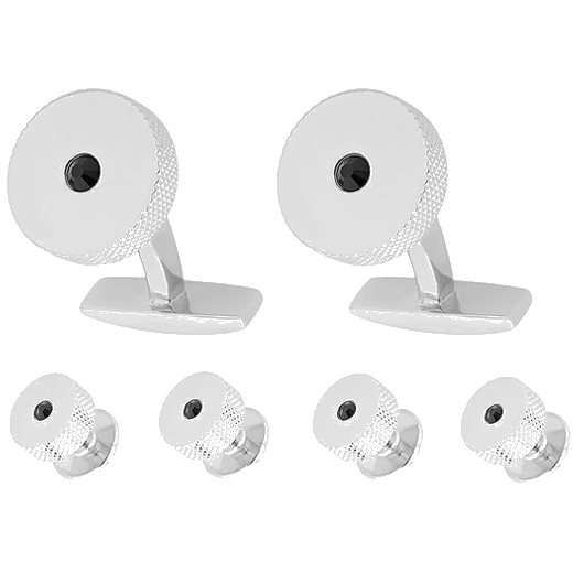 This Silver Cufflinks & Shirt Studs Set with Crystal Inlay by BOSS comes in a branded gift box.