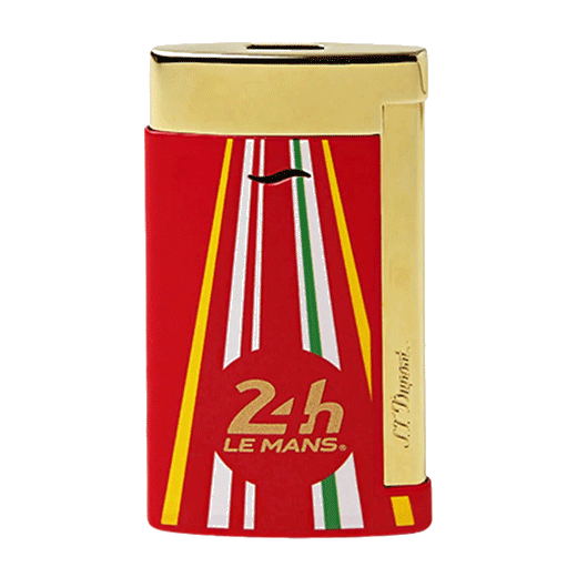 This Slim 7 24H du Mans Red & Gold Lighter by S. T. Dupont has the 24hr logo on the front in gold.