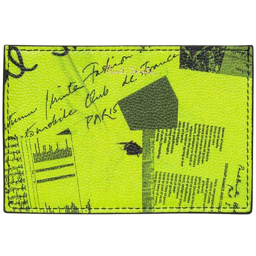 This Paul Smith Lime Green Show Collage 2CC Card Holder has been crafted out of Italian calf leather.