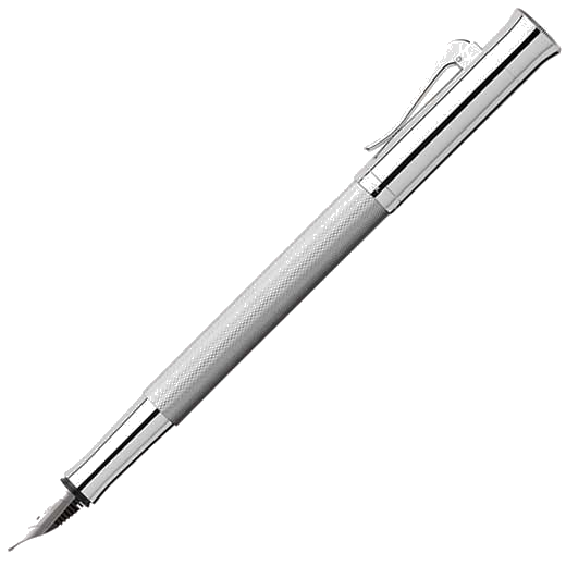 Graf von Faber-Castell Silver Guilloche Rhodium-Plated Fountain Pen.
