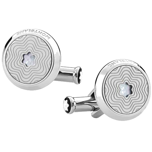 This pair of Montblanc cufflinks come with the star logo on the side of the locking bar.