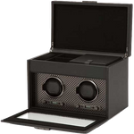 wolf powder coat axis double watch winder with storage inside