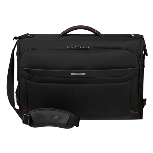 Samsonite's Pro-DLX 6 Garment Bag in Black Nylon with a trifold feature.