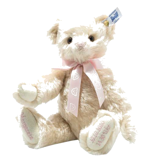 This Steiff teddy bear is the ideal gift for a baby girl and it can be personalised with the child's name and date of birth.