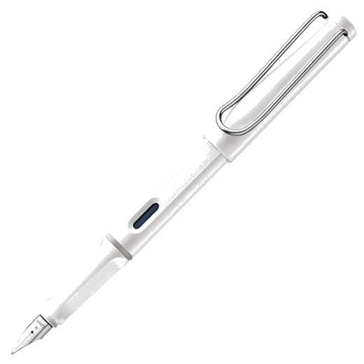 The LAMY white fountain pen in the Safari collection.