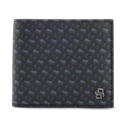 This Icon Monogram 8CC Bifold Wallet by BOSS has the 'B' monogram pattern all over on the exterior with saffiano leather on the interior.