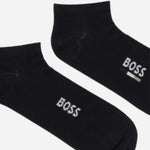 Close up of the BOSS 2-Pack Ankle Length Black Cotton Blend Socks.