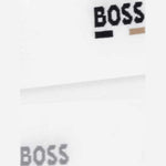 The BOSS logos on the BOSS 2-Pack Ankle Length White Cotton Blend Socks.