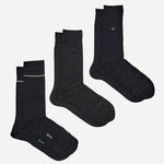 The BOSS 3-Pack of Black and Grey Socks with Logo Gift Set by BOSS.