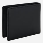Back view of the BOSS Arezzo Grained Black Leather Trifold Wallet with Embossed Logo.