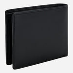 Back view of the BOSS Asolo Grained Black Leather Bifold Wallet with Embossed Logo.