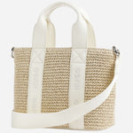 Back view of the BOSS Becky White Raffia Mini Tote Bag with Zip.