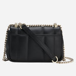 Back view of the Black Faux Leather Quilted Shoulder Bag with Double B Monogram.