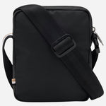 Back view of the BOSS Catch 3.0 Black NS Zip Top Cross Body Bag with Raised White Logo.
