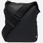 Back view of the BOSS Lewys Black  NS Zip Cross Body Bag with Metal Logo and Signature Three Stripes.