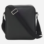 Back view of the BOSS New Crosstown NS Reporter Bag in Natural-Grain Black Leather with Zip.