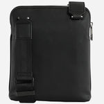 Back view of the Ray MS Black Faux Leather Zip Top Envelope Bag with Pattern Detail.