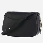 Back view of the BOSS Salley Black Saddle Bag with Metal Logo.
