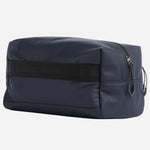 Back view of the BOSS Stenson Navy Blue Wash Bag with Raised Black Logo.