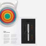 The cap top on the Safari Glossy Black and White Fountain Pens Set with Decorative Rings.