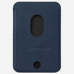 Back view of the Saffiano Ink Blue Leather 2CC Card Wallet for MagSafe Compatible iPhone.