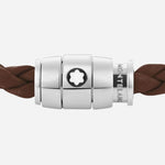 The clasp on the Men's Fauve Brown Leather and Stainless Steel 3 Ring Bracelet.
