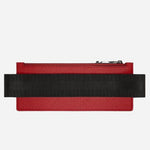 Back view of the Red Sartorial Leather Zipped 2-Pen Pouch with Elastic Strap.