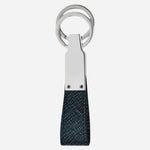 Back view of the Sartorial Tweed Blue Leather Loop Key Fob.