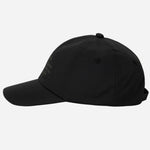 Side view of the Paul Smith Women's Black Nylon 'Floral Street' Cap with Embroidered Shop Address.