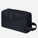Back view of the Navy Blue Polyester Wash Bag with 'Artist Stripe' Detailing.