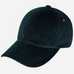 Front view of the Paul Smith Black Corduroy Cap with Signature Stripe Adjustable Strap.