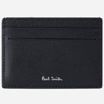 Back view of the Paul Smith Black Leather Credit Card Holder with Striped Zebra Logo.