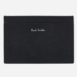 Back view of the Paul Smith Black Leather Credit Card Holder with 'Desert Mini' Print.
