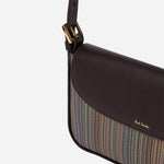 Close up of the Paul Smith Brown Leather and Multicoloured Coated Canvas Rectangular Grab Bag.