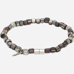 The clasp on the Paul Smith Grey and Black Striped Glass Bead Bracelet.