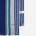 Edge of the Men's Blue Twisted Stripe Merino Wool Scarf.