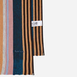 Paul Smith stitched signature on the Men's Brown Twisted Signature Stripe Merino Wool Scarf.