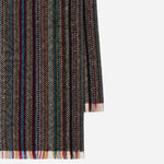 The fringed edges on the Men’s Hopsack 'Signature Stripe' Merino Wool Scarf.