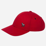 The Signature Stripe zebra logo on the Paul Smith Red Seasonal Cotton Cap with Signature Stripe Zebra Logo.