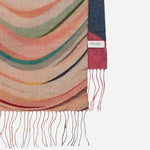 The fringe and Paul Smith signature on the Women's Dusky Swirl Merino-Wool Blend Scarf.