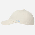 Side view of the Paul Smith Women's Ecru Washed Cotton Cap with Sun Logo.