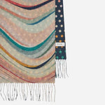 The fringe and Paul Smith signature on the Women's Loretta Swirl Mixed Wool Scarf.