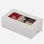 Gift box for the 3-Pack Winter Floral Sock Set with Seasonal and Patterned Designs.