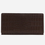 Back view of the Coin Street Faux Croc Dark Oak Large Bifold Purse.