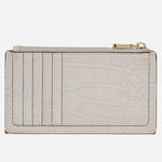 Back view of the Coin Street Snow Faux Croc Leather Medium Bifold Zip Top Purse.