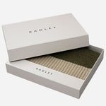 Gift box for the Knitters Lane Pine Needle Scarf with Contrasting Ends.