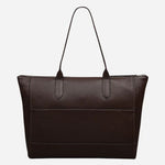 Back view of Oak Street Dark Oak Brown Medium Zip Top Tote Bag.