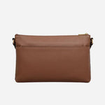 Back view of the Pockets Saddle Brown Medium Zip Top Cross Body Bag.