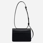 Back view of the The Belsize Black Leather Small Flapover Shoulder Bag.