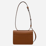 Back view of The Belsize Toffee Brown Leather Small Flapover Shoulder Bag.